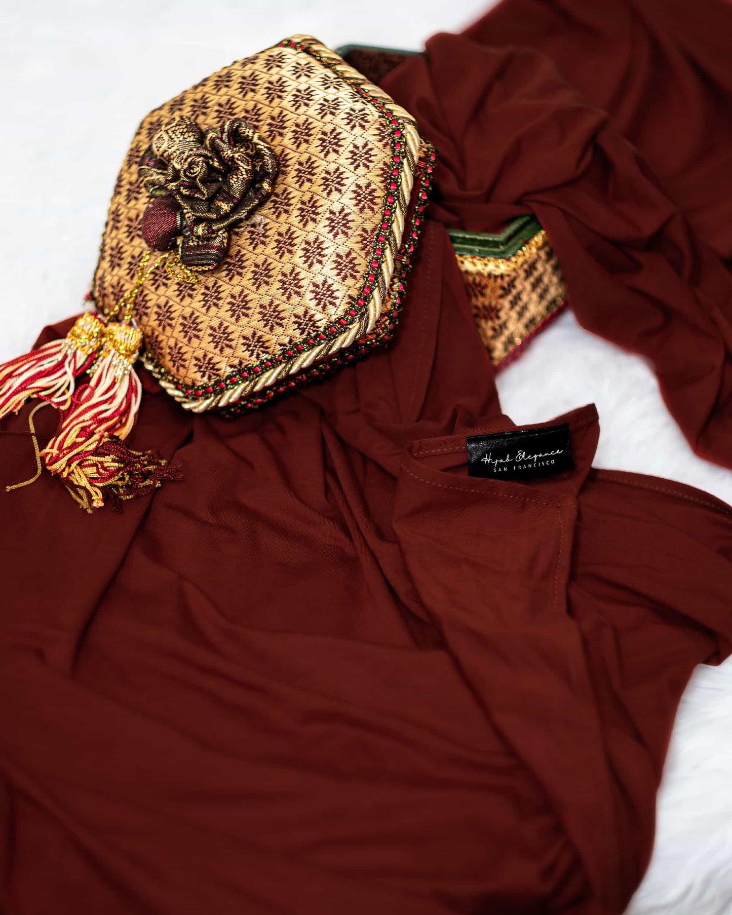 Premium burnt orange hijab – wrinkle-free jersey scarf perfect for weddings, Eid, and cultural events