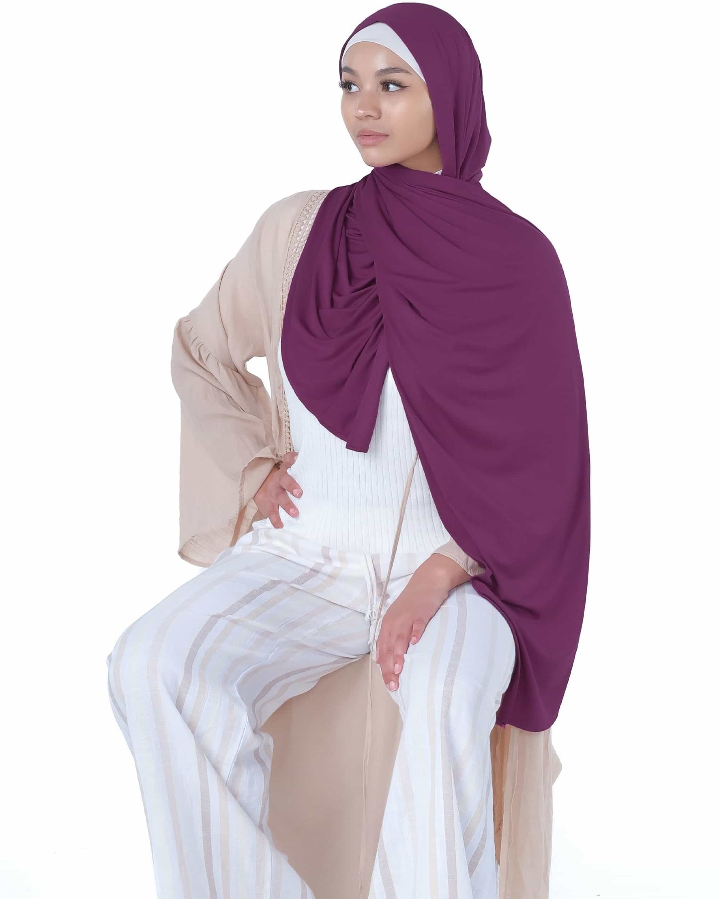 Chic magenta hijab – stylish modest scarf for modern Muslim women, youth, and festive events