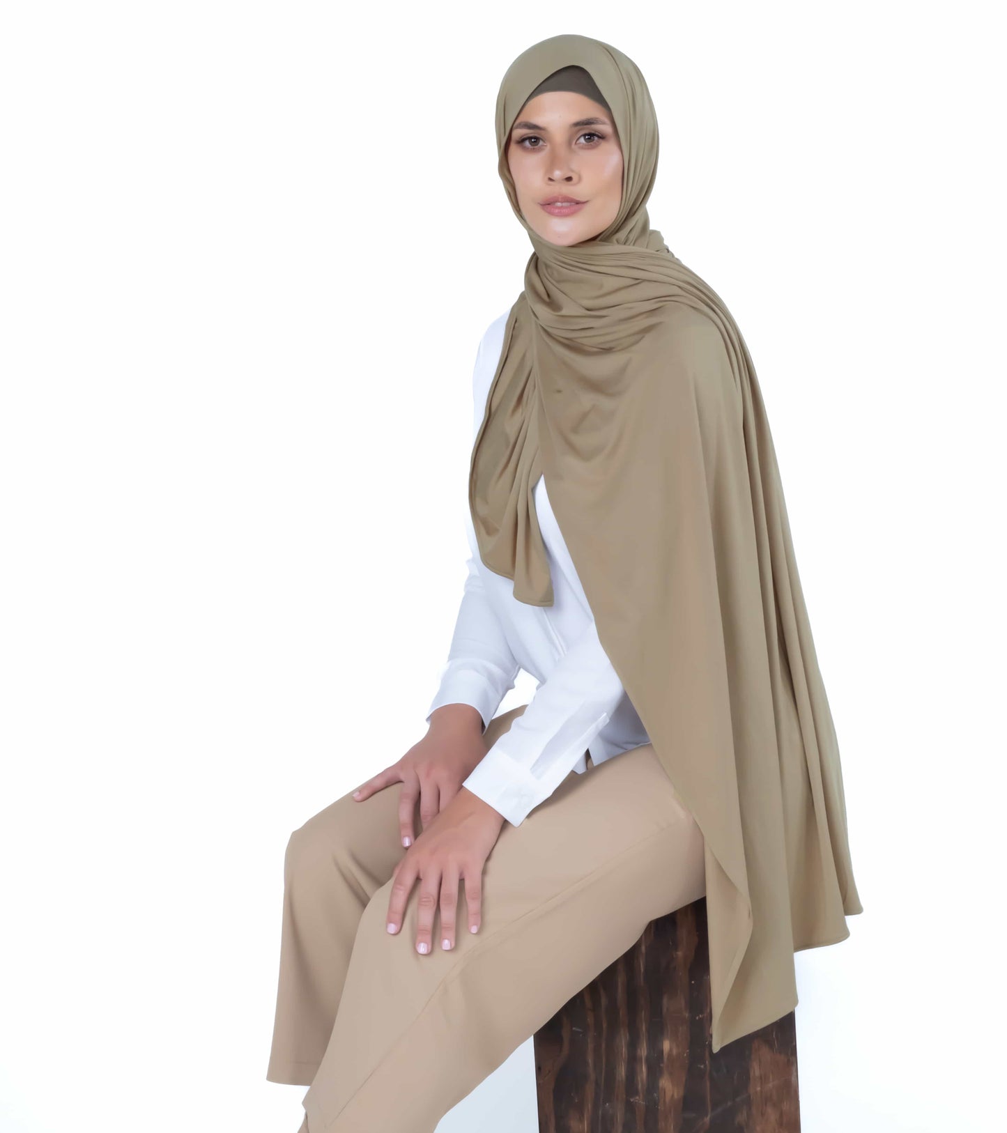Premium light brown hijab – wrinkle-free jersey scarf perfect for weddings, Eid, and cultural occasions