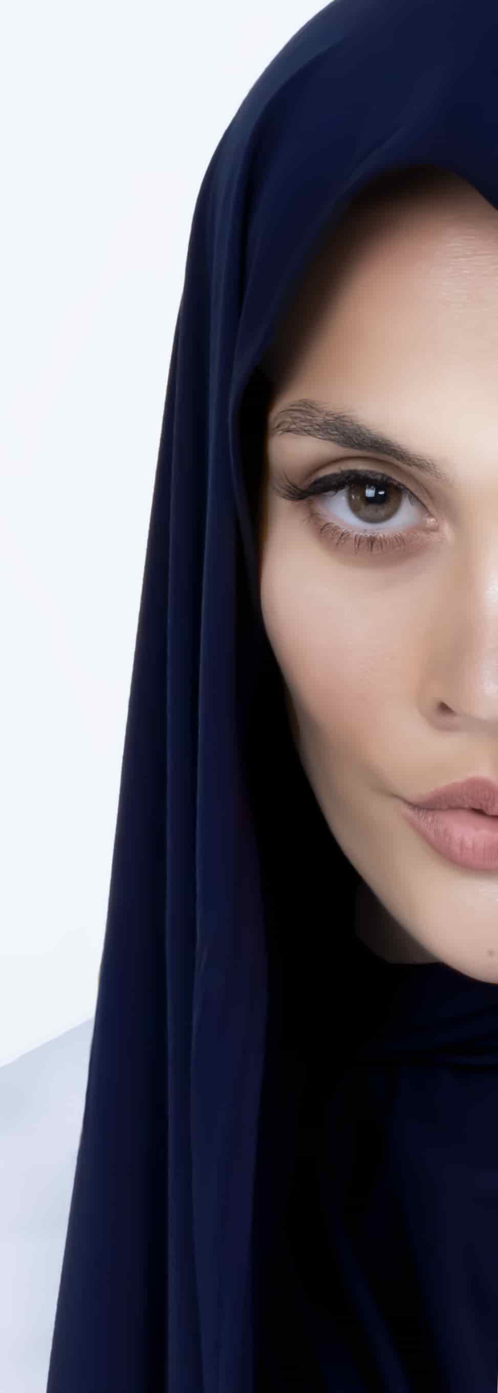 Elegant navy blue hijab – soft stretch jersey fabric for professionals and office wear
