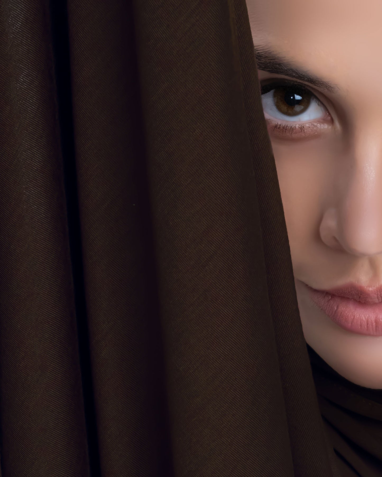 Elegant coffee brown hijab in lightweight jersey fabric – modest fashion headscarf for professional women