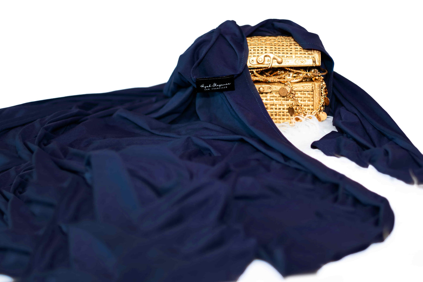 Premium mid-night blue hijab – wrinkle-free jersey scarf perfect for weddings, Eid, and cultural occasions