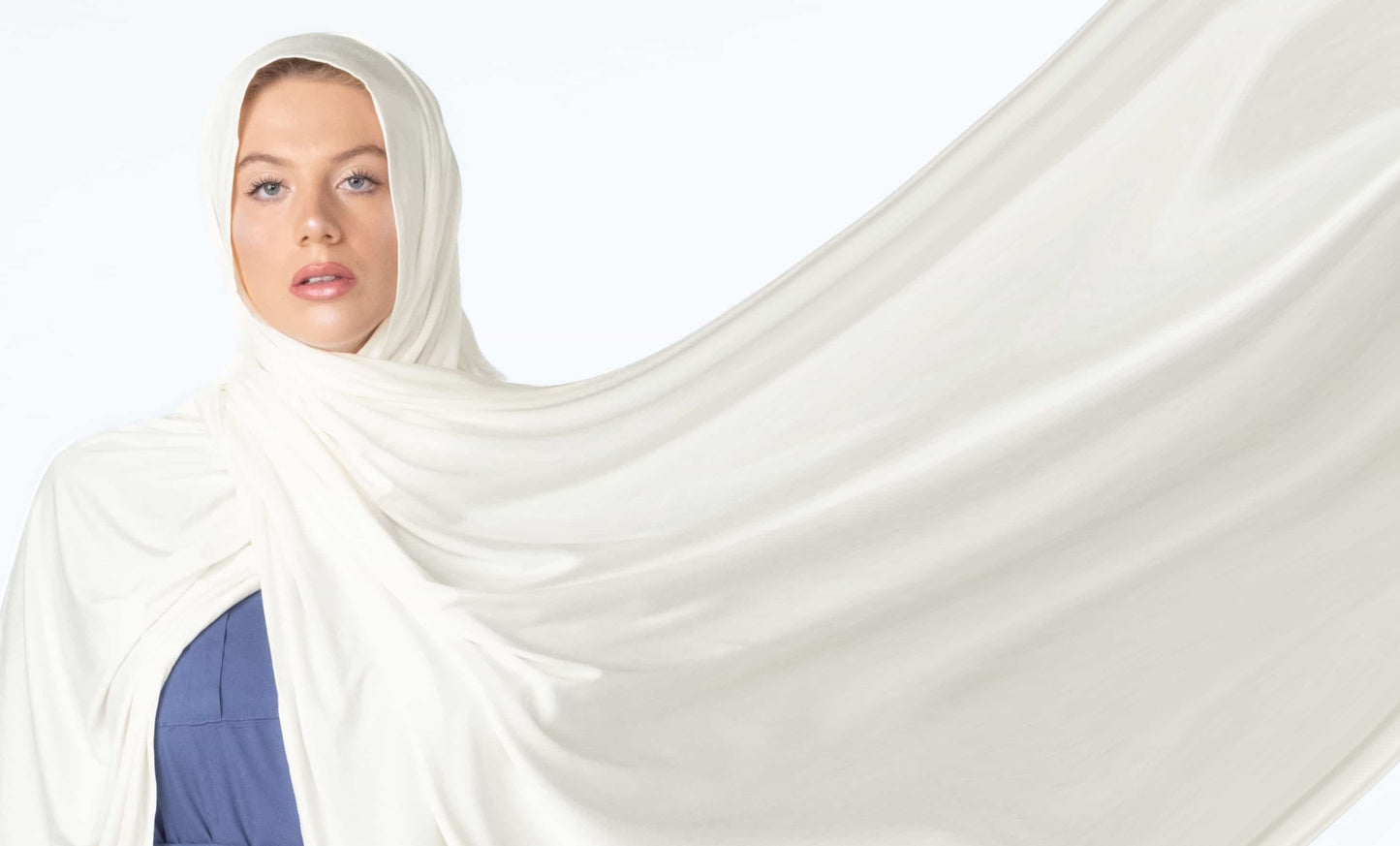 Premium white jersey hijab for women – modest fashion head wrap with elegant drape and all-day comfort