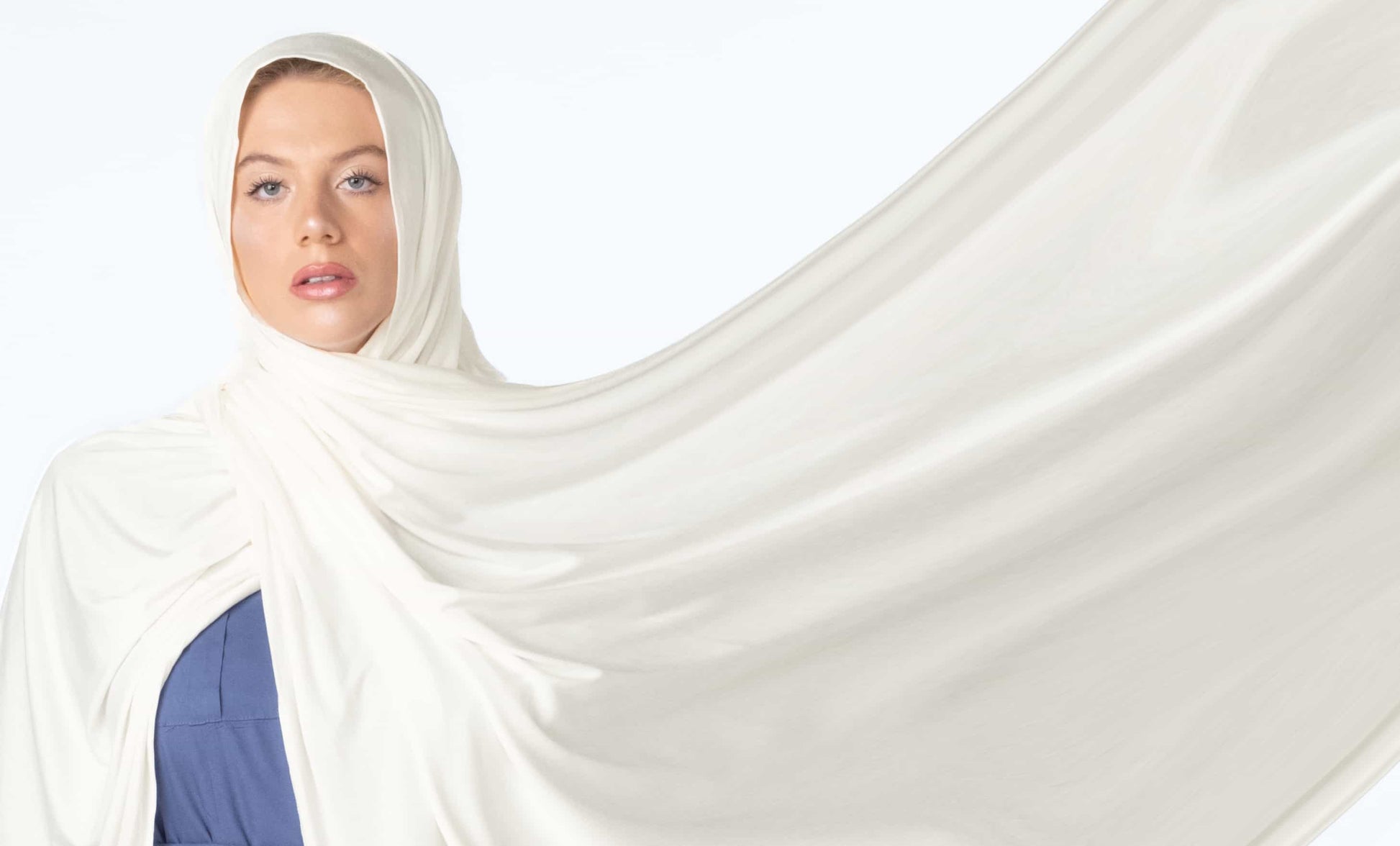 Premium white jersey hijab for women – modest fashion head wrap with elegant drape and all-day comfort