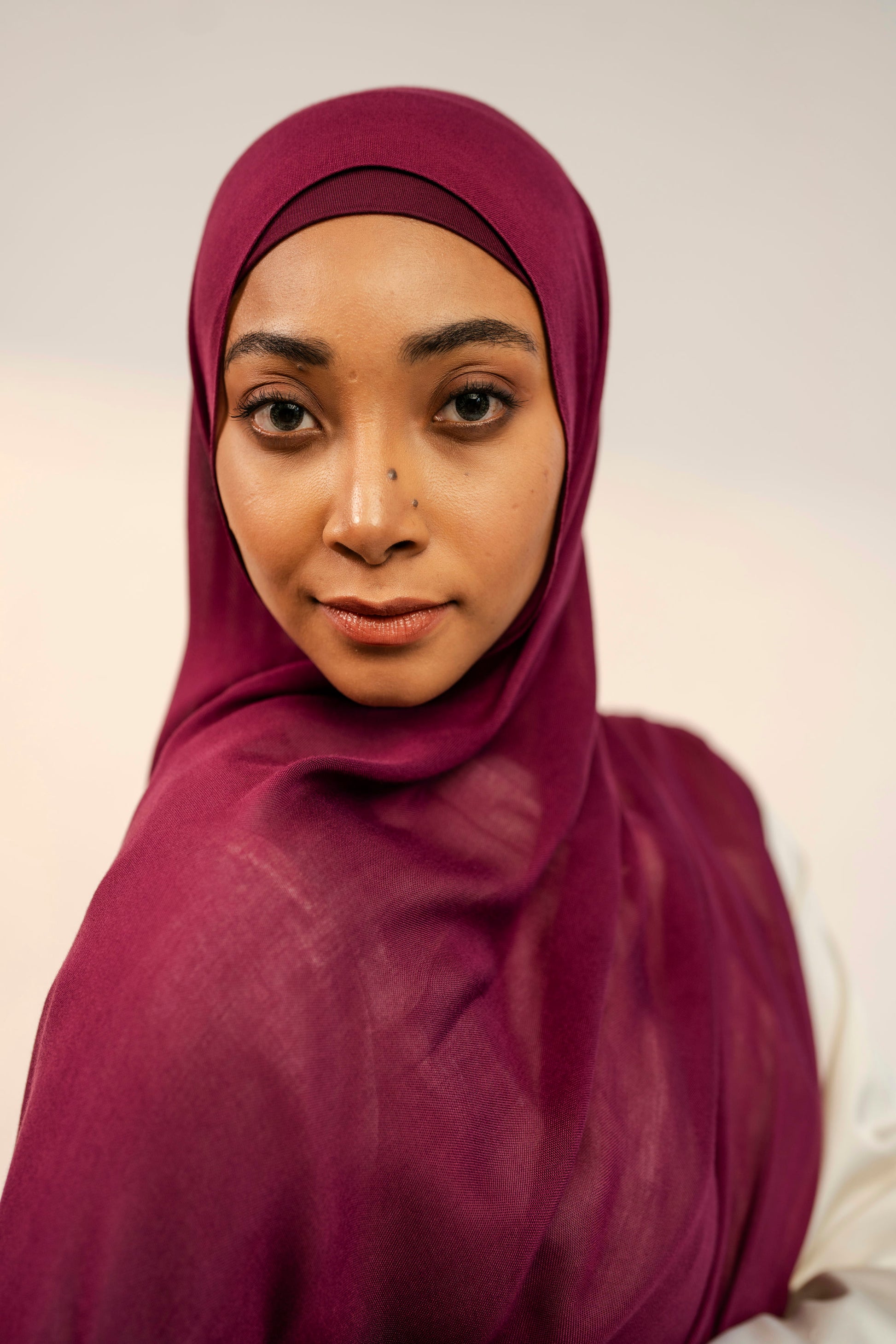 Chic wine hijab – stylish deep red scarf for students, youth, and casual outfits