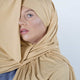 Blanched almond jersey hijab – soft neutral headscarf for college girls and modest youth fashion