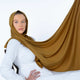 Stylish mustard head scraf hijab – versatile scarf for modern Muslim women, professionals, and cultural gatherings