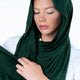 Deep green jersey hijab – breathable modest headscarf for college girls and everyday fashion