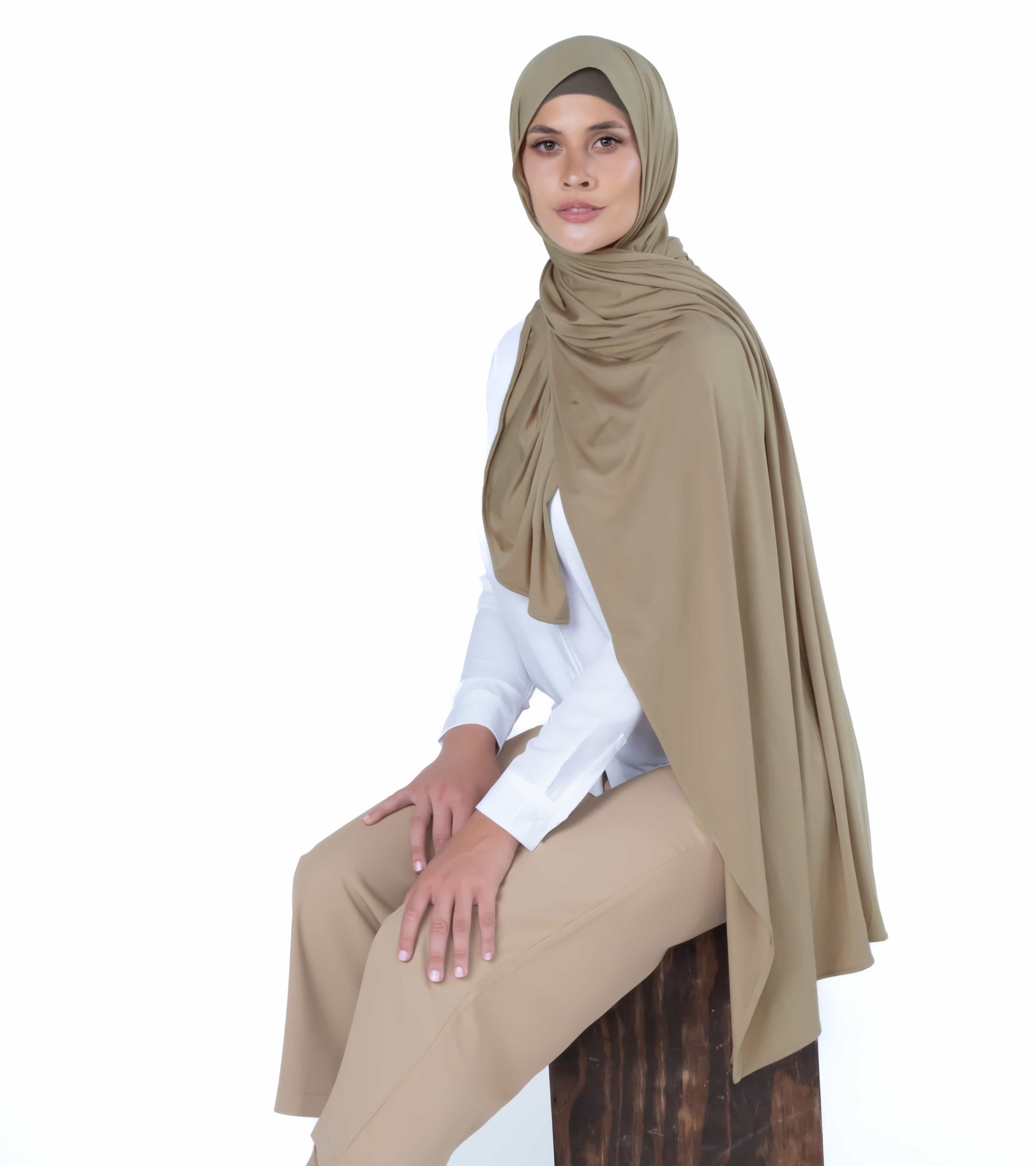 Premium light brown hijab – wrinkle-free jersey scarf perfect for weddings, Eid, and cultural occasions