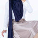 Navy blue jersey hijab scarf – breathable headscarf for college girls and youthful modest style