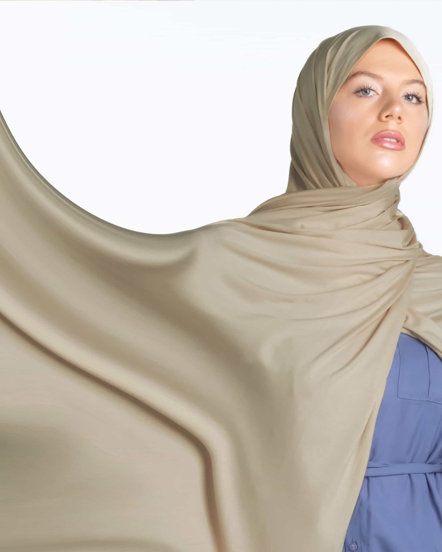 Comfortable blanched almond hijab – breathable Islamic headscarf for casual outings, travel, and everyday wear