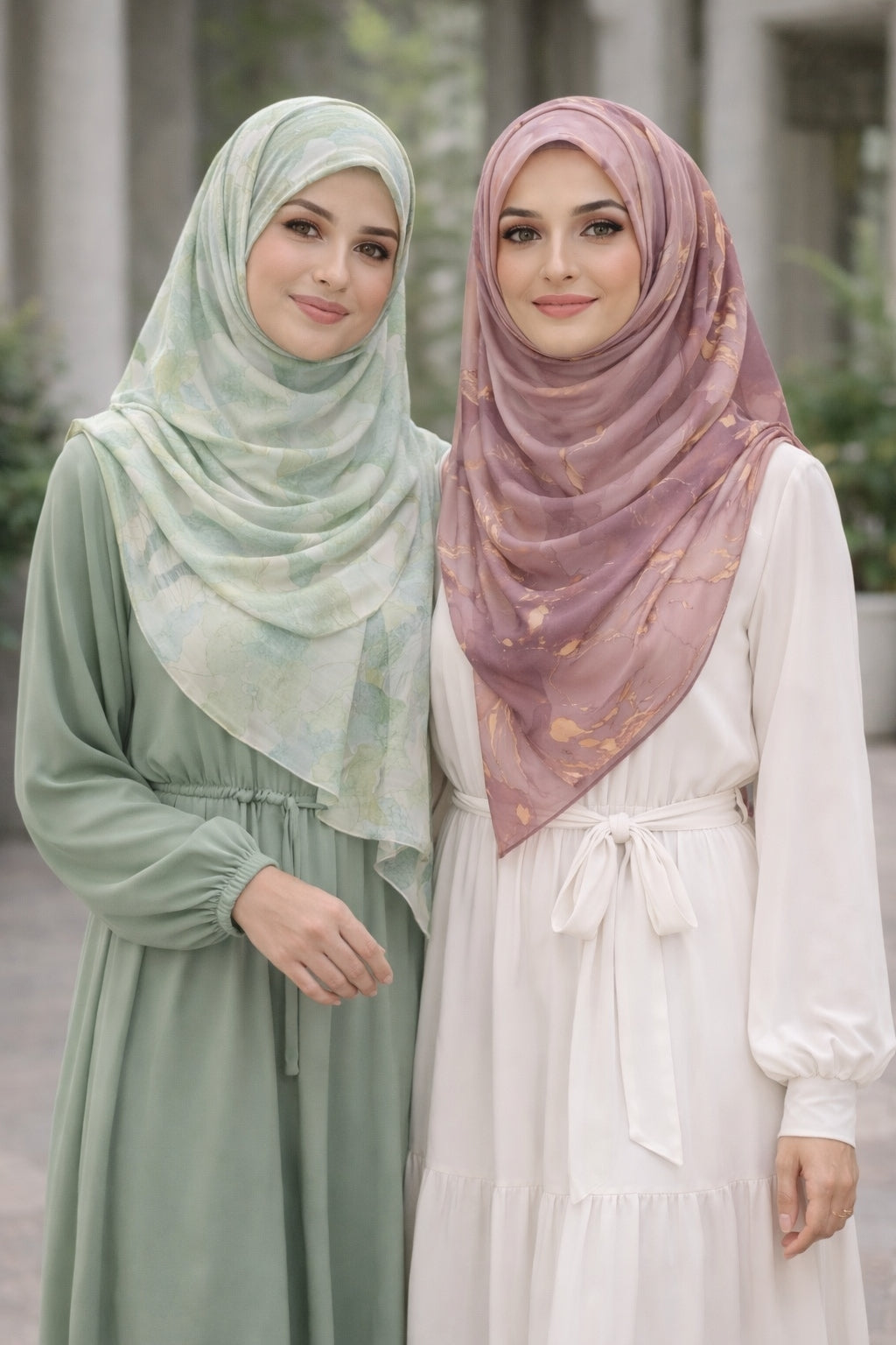 Sunset Pink Marble Watercolor Printed Modal Hijab