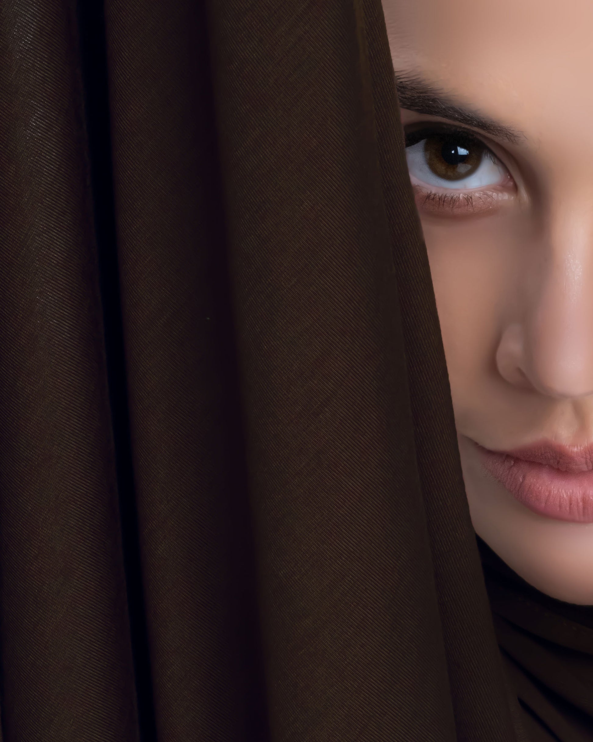 Elegant coffee brown hijab in lightweight jersey fabric – modest fashion headscarf for professional women
