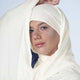 White jersey hijab made from soft, breathable stretch fabric – lightweight and comfortable everyday Muslim headscarf